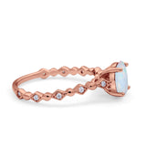 Oval Art Deco Engagement Ring Round Simulated Cubic Zirconia 925 Sterling Silver