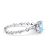 Oval Art Deco Engagement Ring Round Simulated Cubic Zirconia 925 Sterling Silver