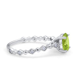 Oval Art Deco Engagement Ring Round Simulated Cubic Zirconia 925 Sterling Silver