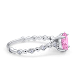 Oval Art Deco Engagement Ring Round Simulated Cubic Zirconia 925 Sterling Silver