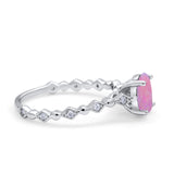 Oval Art Deco Engagement Ring Round Simulated Cubic Zirconia 925 Sterling Silver