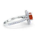 Halo Starburst Flower Wedding Ring Simulated Cubic Zirconia 925 Sterling Silver