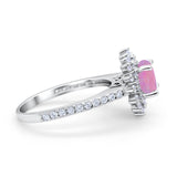 Halo Starburst Flower Wedding Ring Simulated Cubic Zirconia 925 Sterling Silver