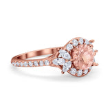 Halo Floral Wedding Ring Marquise Simulated Cubic Zirconia 925 Sterling Silver