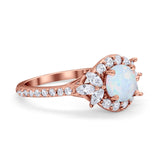 Halo Floral Wedding Ring Marquise Simulated Cubic Zirconia 925 Sterling Silver