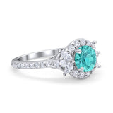 Halo Floral Wedding Ring Marquise Simulated Cubic Zirconia 925 Sterling Silver