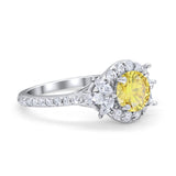 Halo Floral Wedding Ring Marquise Simulated Cubic Zirconia 925 Sterling Silver