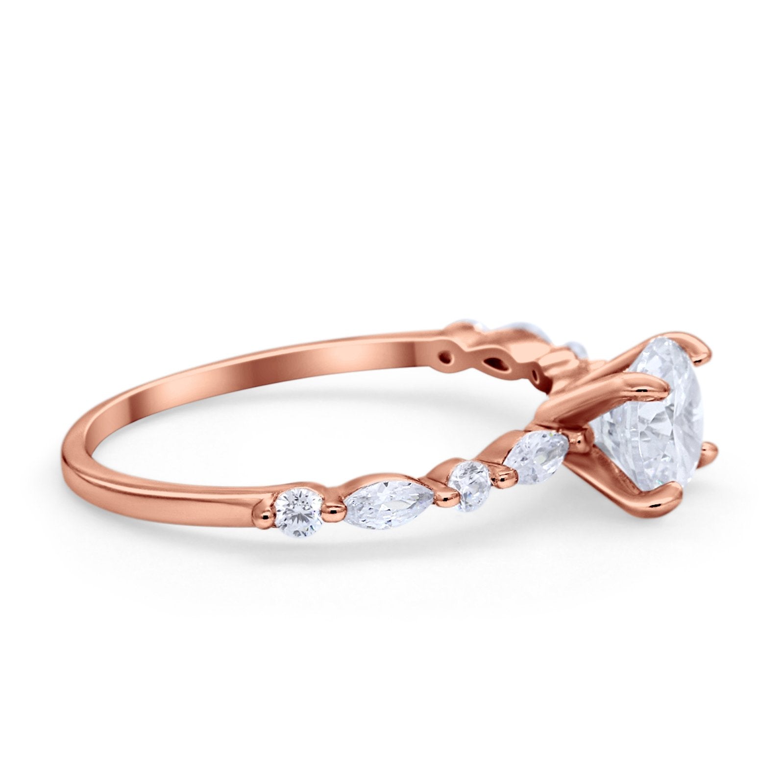 Art Deco Solitaire Wedding Ring Simulated Cubic Zirconia 925 Sterling Silver