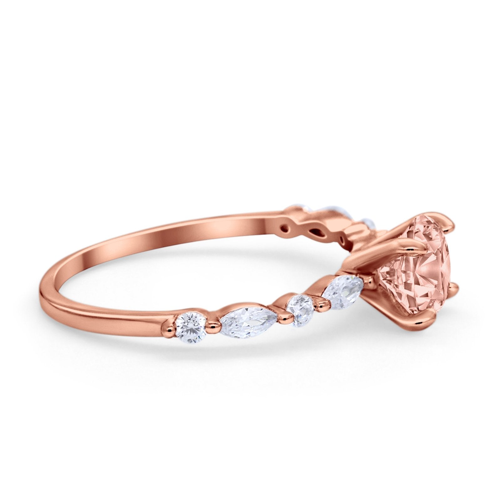 Art Deco Solitaire Wedding Ring Simulated Cubic Zirconia 925 Sterling Silver