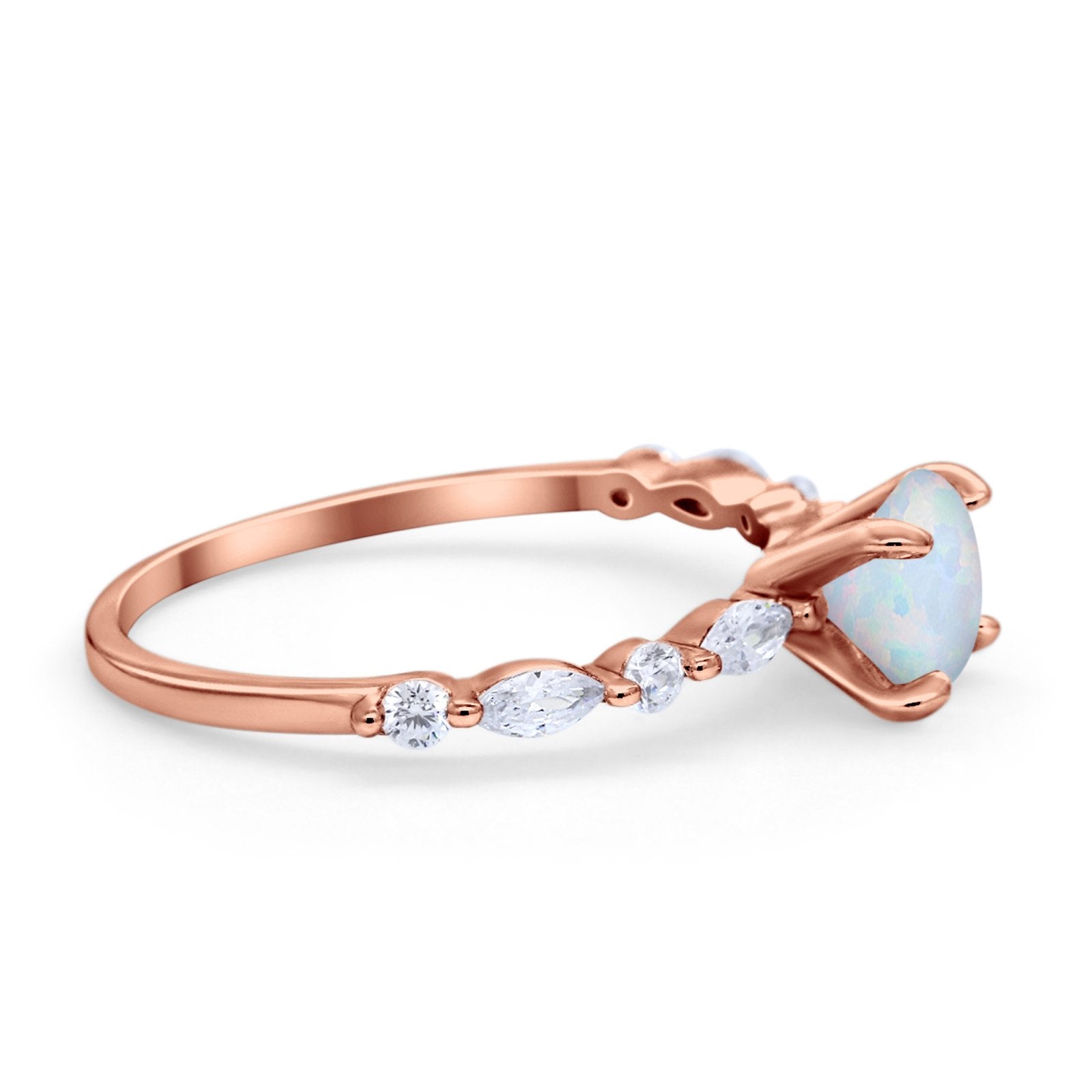 Art Deco Solitaire Wedding Ring Simulated Cubic Zirconia 925 Sterling Silver