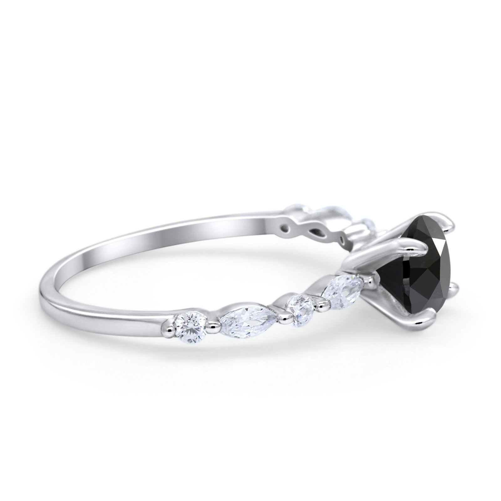 Art Deco Solitaire Wedding Ring Simulated Cubic Zirconia 925 Sterling Silver