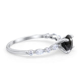 Art Deco Solitaire Wedding Ring Simulated Cubic Zirconia 925 Sterling Silver