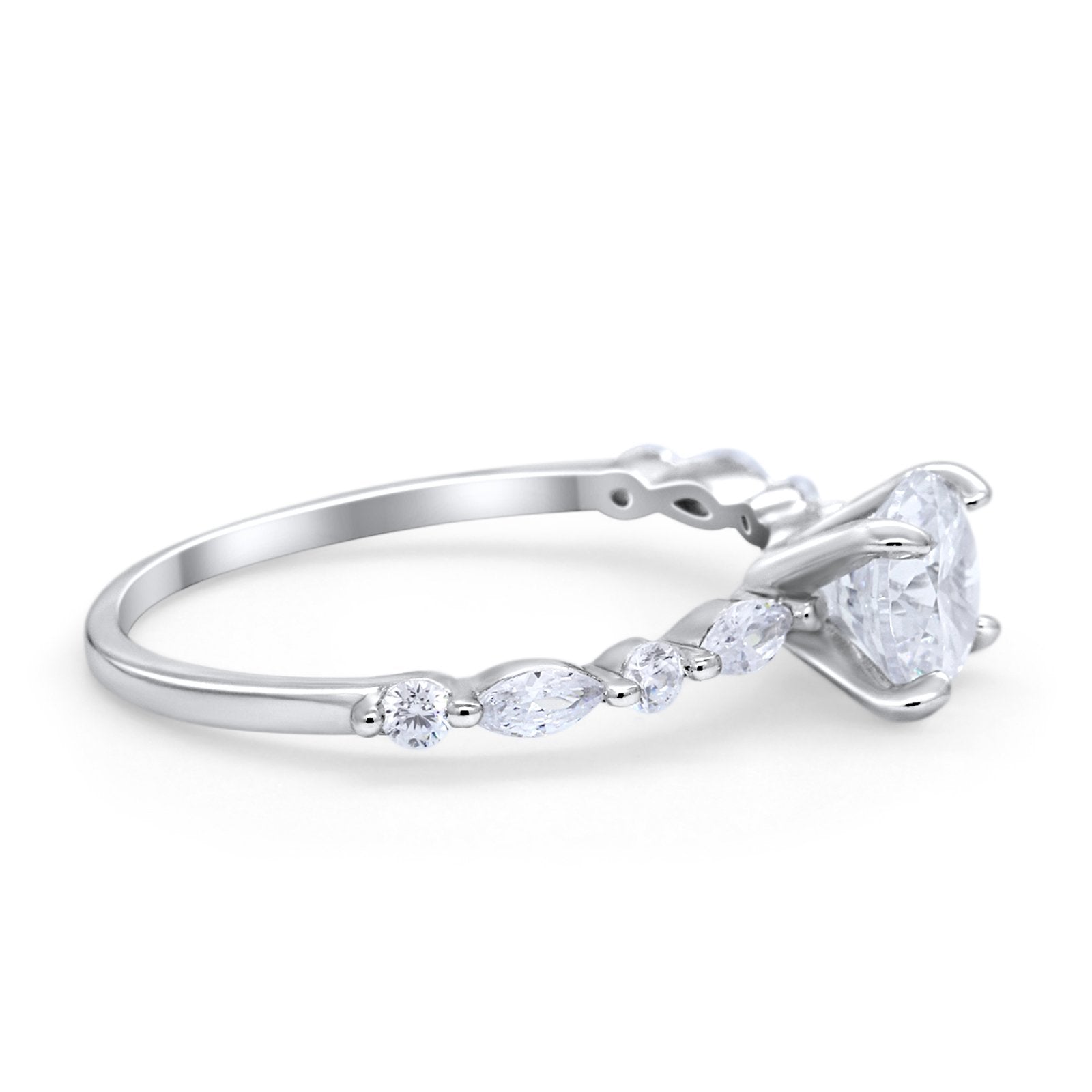 Art Deco Solitaire Wedding Ring Simulated Cubic Zirconia 925 Sterling Silver