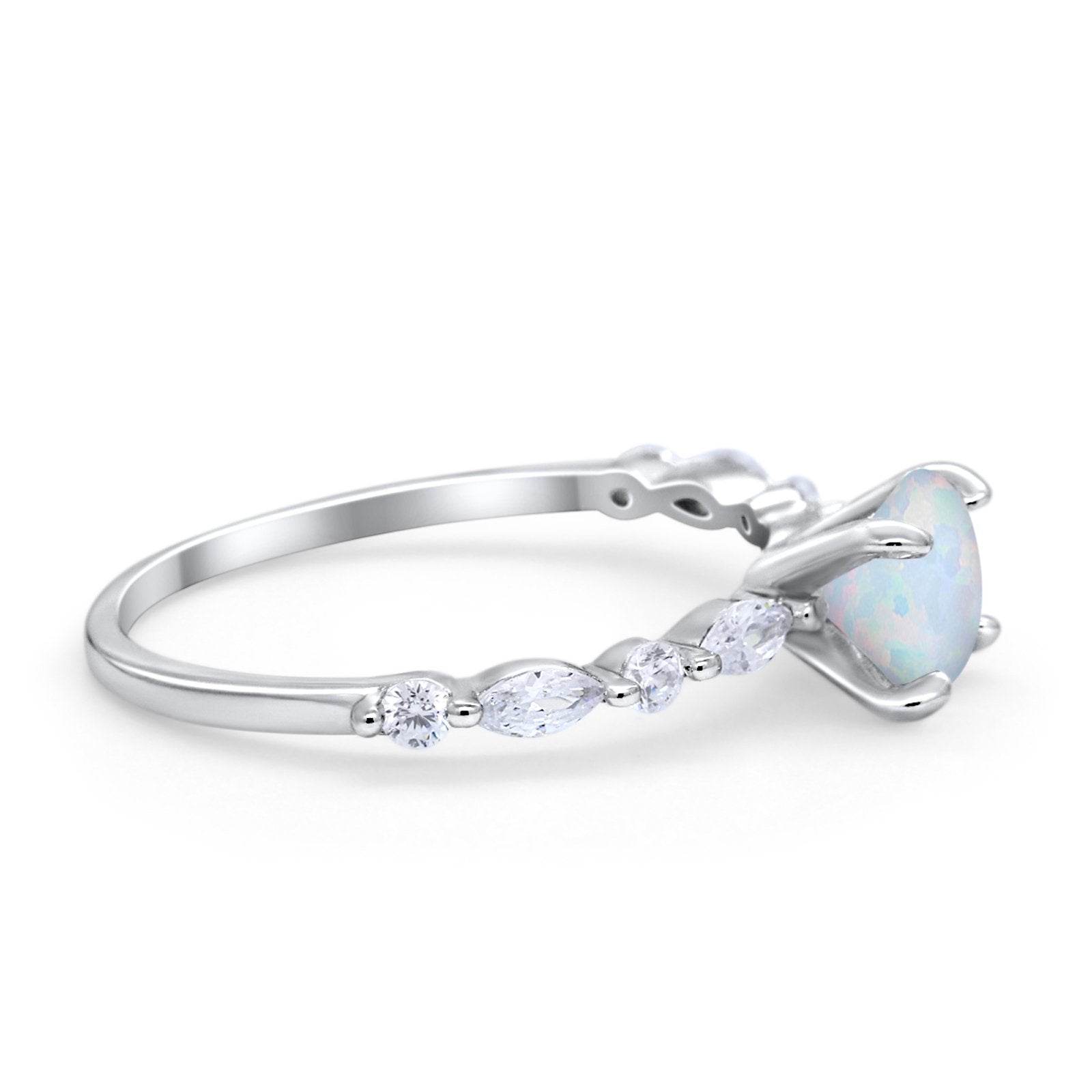 Art Deco Solitaire Wedding Ring Simulated Cubic Zirconia 925 Sterling Silver