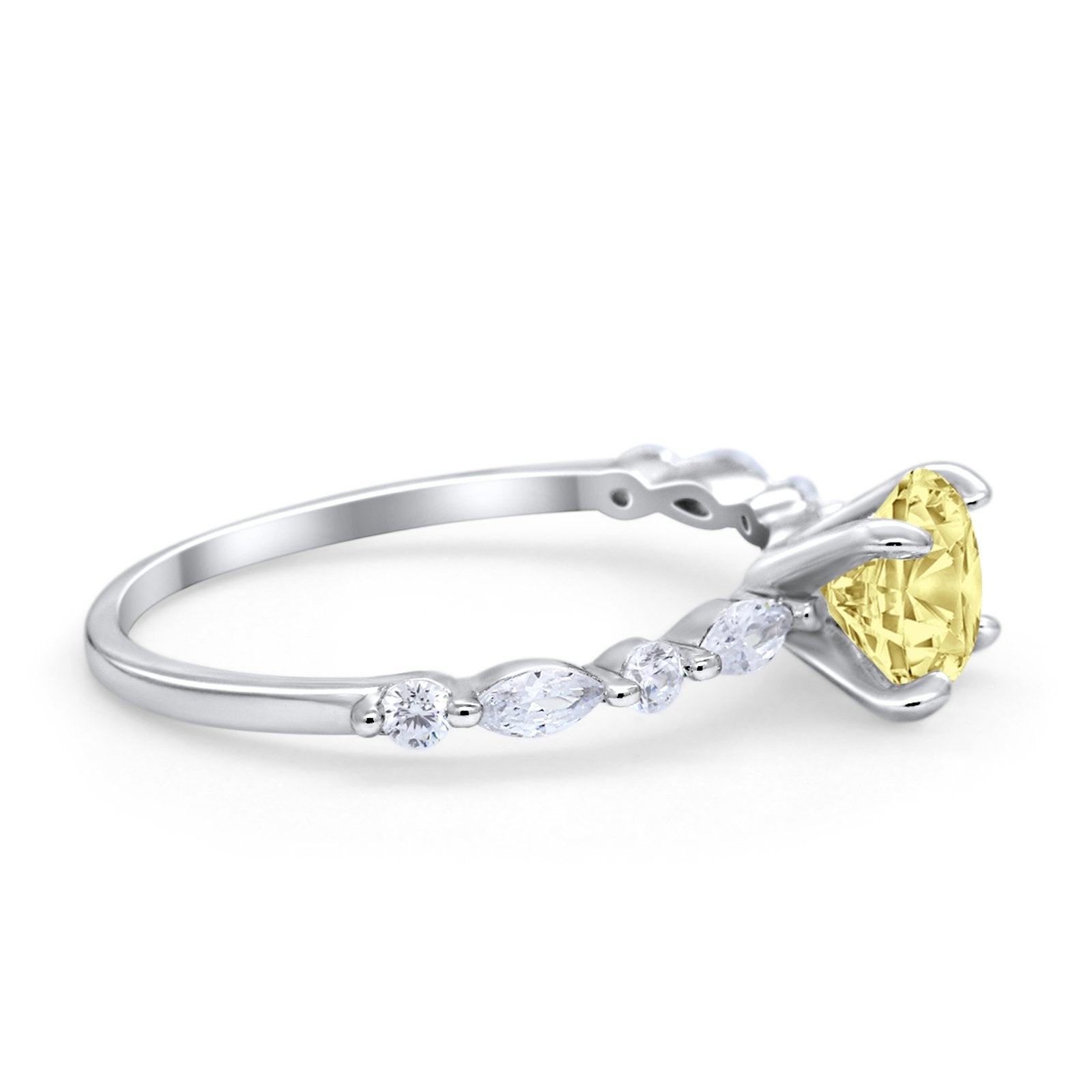 Art Deco Solitaire Wedding Ring Simulated Cubic Zirconia 925 Sterling Silver