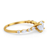 Art Deco Solitaire Wedding Ring Simulated Cubic Zirconia 925 Sterling Silver