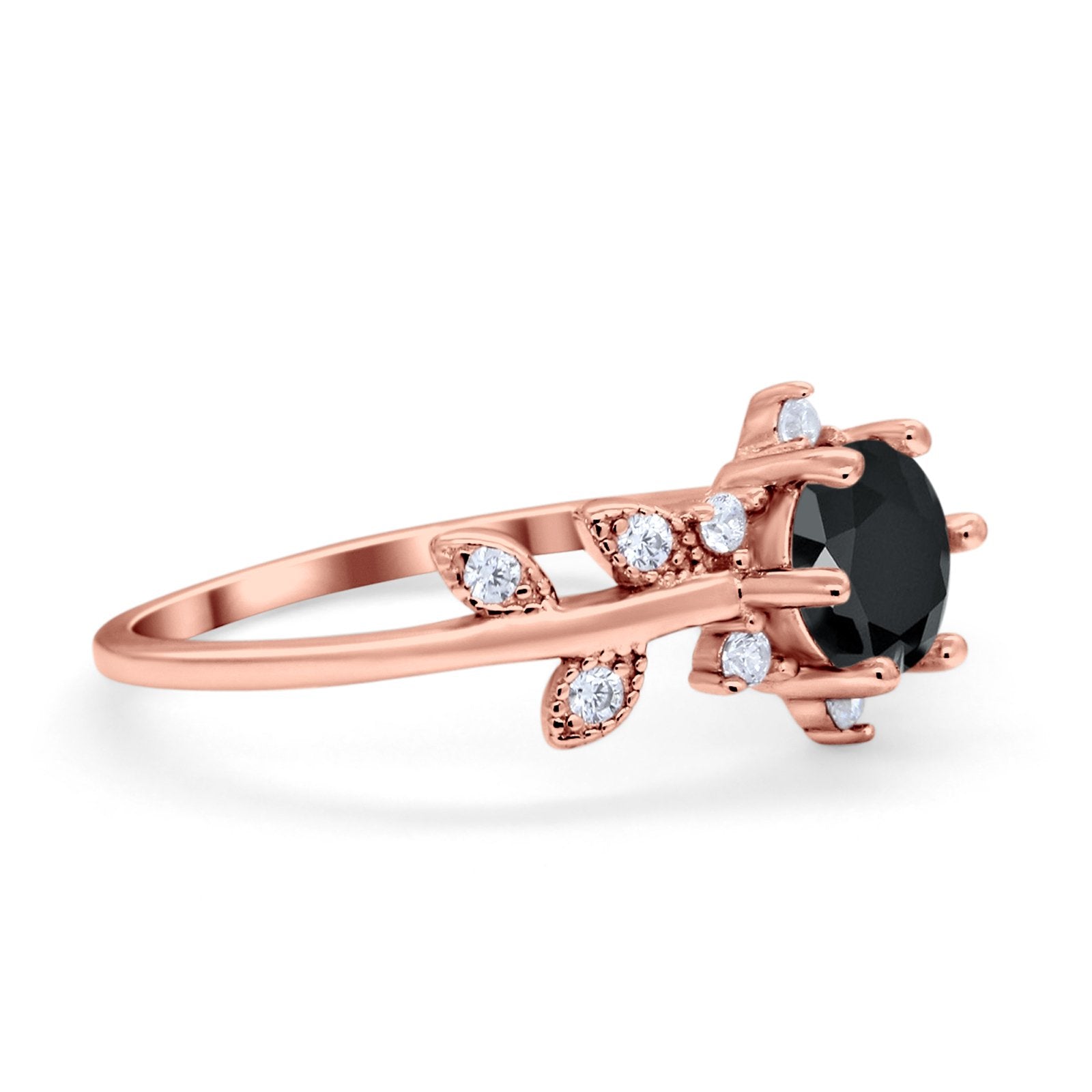 Art Deco Dainty Wedding Ring Round Simulated Cubic Zirconia 925 Sterling Silver