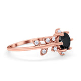 Art Deco Dainty Wedding Ring Round Simulated Cubic Zirconia 925 Sterling Silver