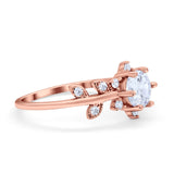 Art Deco Dainty Wedding Ring Round Simulated Cubic Zirconia 925 Sterling Silver