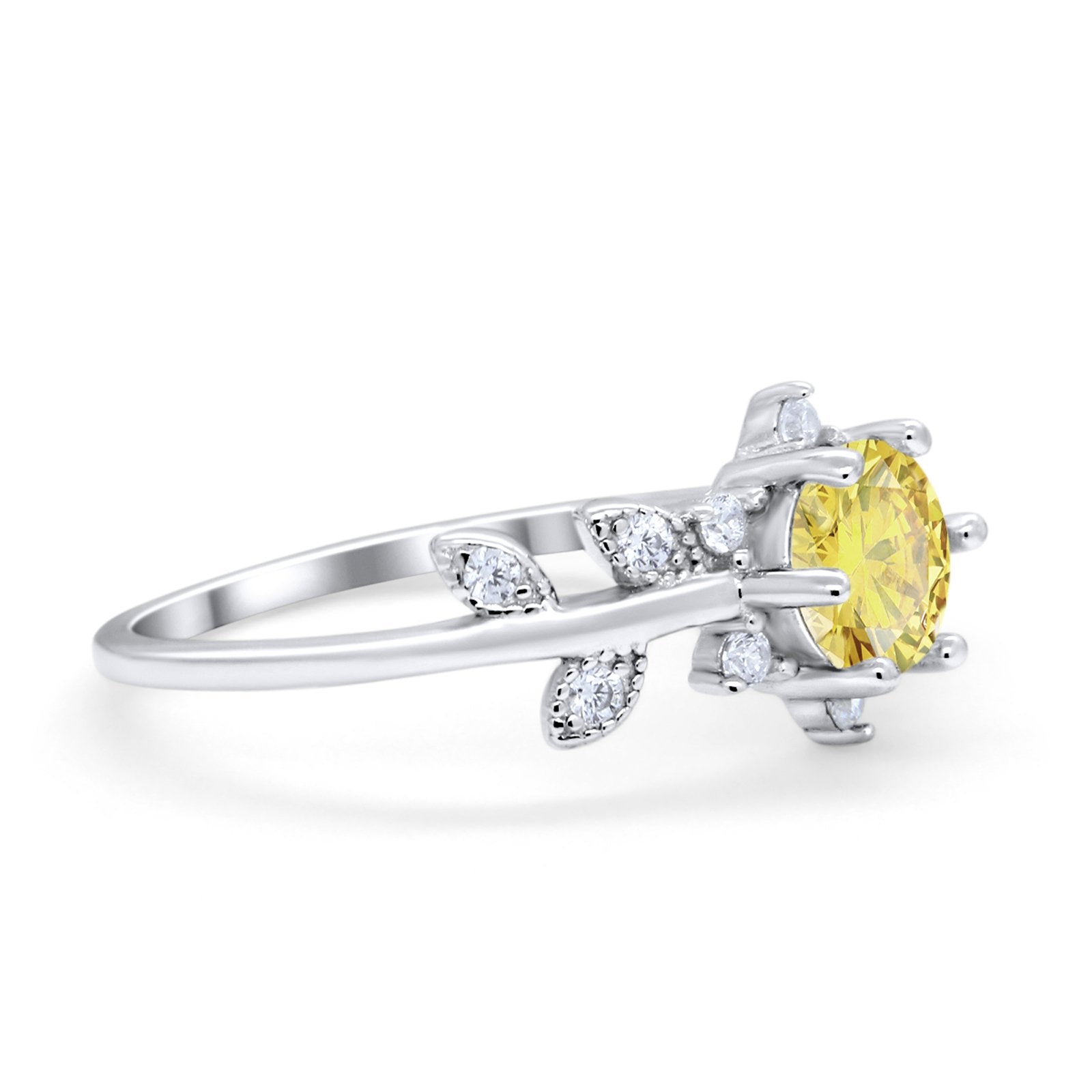 Art Deco Dainty Wedding Ring Round Simulated Cubic Zirconia 925 Sterling Silver