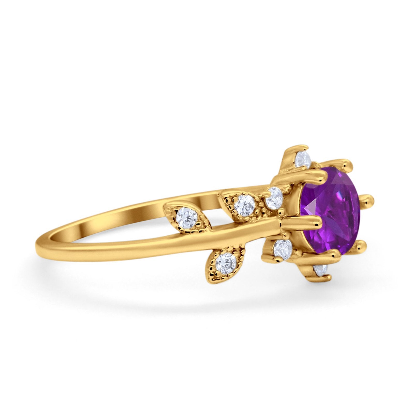 Art Deco Dainty Wedding Ring Round Simulated Cubic Zirconia 925 Sterling Silver