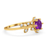 Art Deco Dainty Wedding Ring Round Simulated Cubic Zirconia 925 Sterling Silver