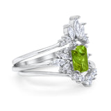 Trio Set Wedding Ring Piece Simulated Cubic Zirconia 925 Sterling Silver