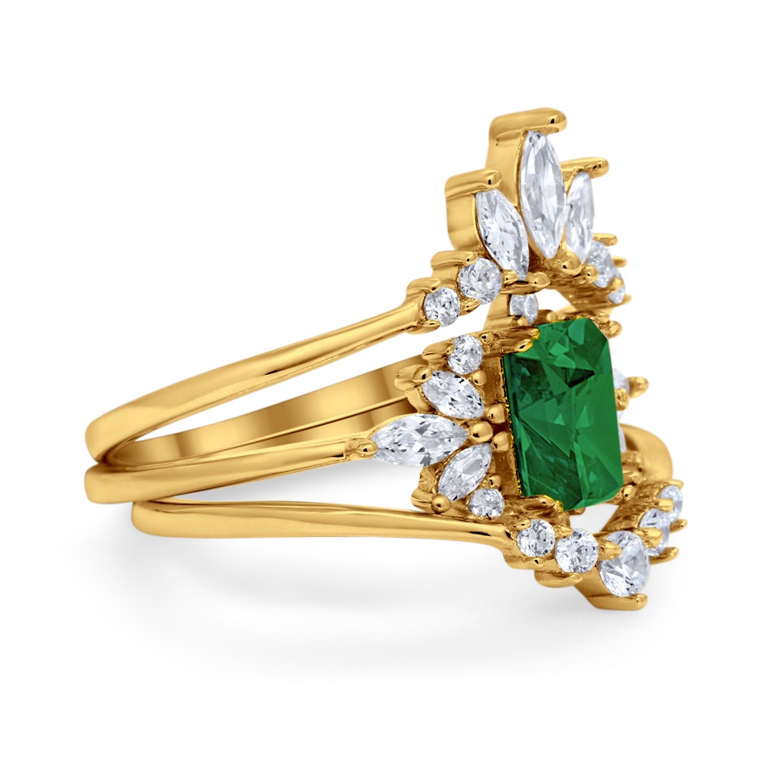 Trio Set Wedding Ring Piece Simulated Cubic Zirconia 925 Sterling Silver