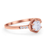 Wedding Ring Accent Vintage Round Simulated Cubic Zirconia 925 Sterling Silver