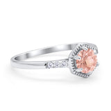 Wedding Ring Accent Vintage Round Simulated Cubic Zirconia 925 Sterling Silver