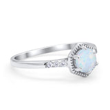 Wedding Ring Accent Vintage Round Simulated Cubic Zirconia 925 Sterling Silver