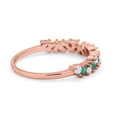 Wedding Band Eternity Ring Marquise Round Simulated Cubic Zirconia 925 Sterling Silver