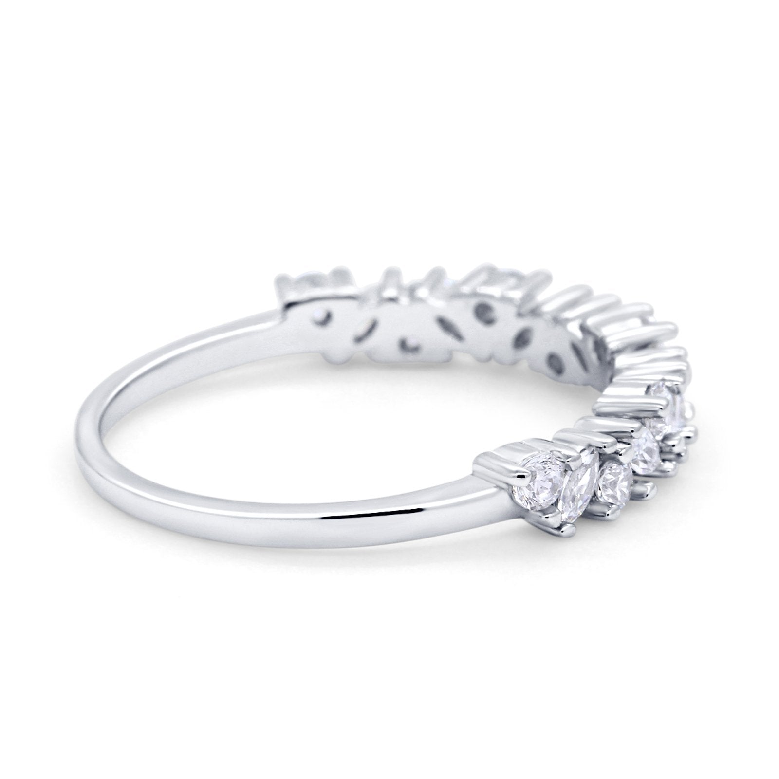 Wedding Band Eternity Ring Marquise Round Simulated Cubic Zirconia 925 Sterling Silver