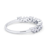 Wedding Band Eternity Ring Marquise Round Simulated Cubic Zirconia 925 Sterling Silver