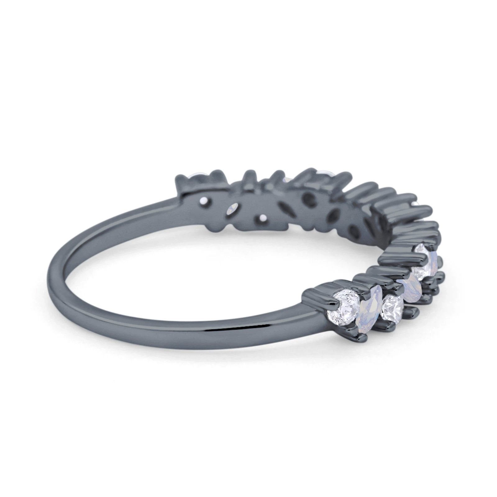 Wedding Band Eternity Ring Marquise Round Simulated Cubic Zirconia 925 Sterling Silver