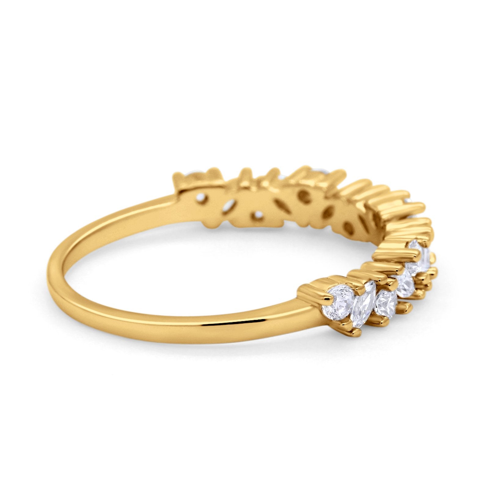 Wedding Band Eternity Ring Marquise Round Simulated Cubic Zirconia 925 Sterling Silver