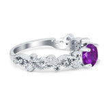 Filigree Art Deco Wedding Ring Round Simulated Cubic Zirconia 925 Sterling Silver