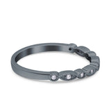 Half Eternity Wedding Band Ring Marquise Round Simulated Cubic Zirconia 925 Sterling Silver