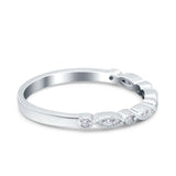 Half Eternity Wedding Band Ring Marquise Round Simulated Cubic Zirconia 925 Sterling Silver