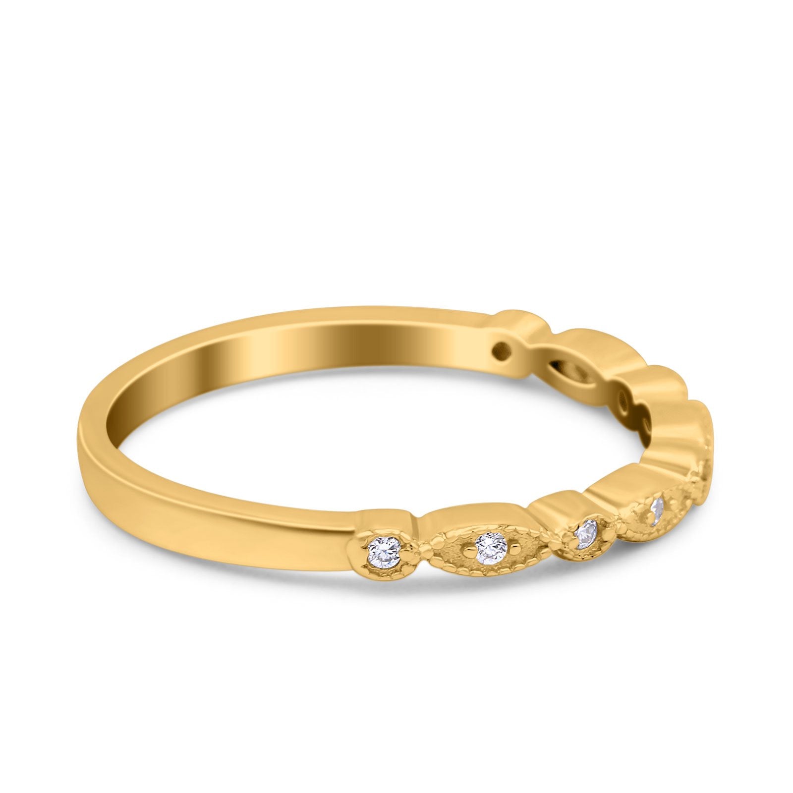 Half Eternity Wedding Band Ring Marquise Round Simulated Cubic Zirconia 925 Sterling Silver