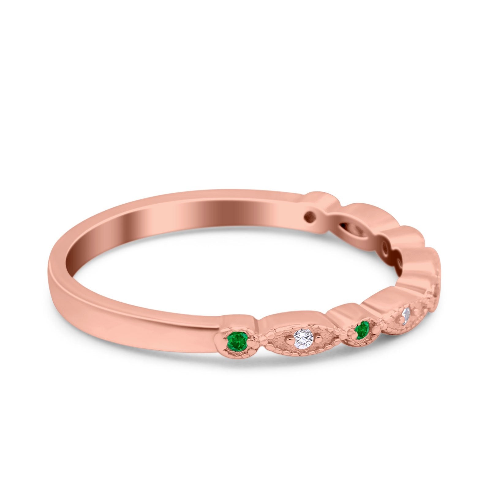 Half Eternity Wedding Band Ring Marquise Round Simulated Cubic Zirconia 925 Sterling Silver