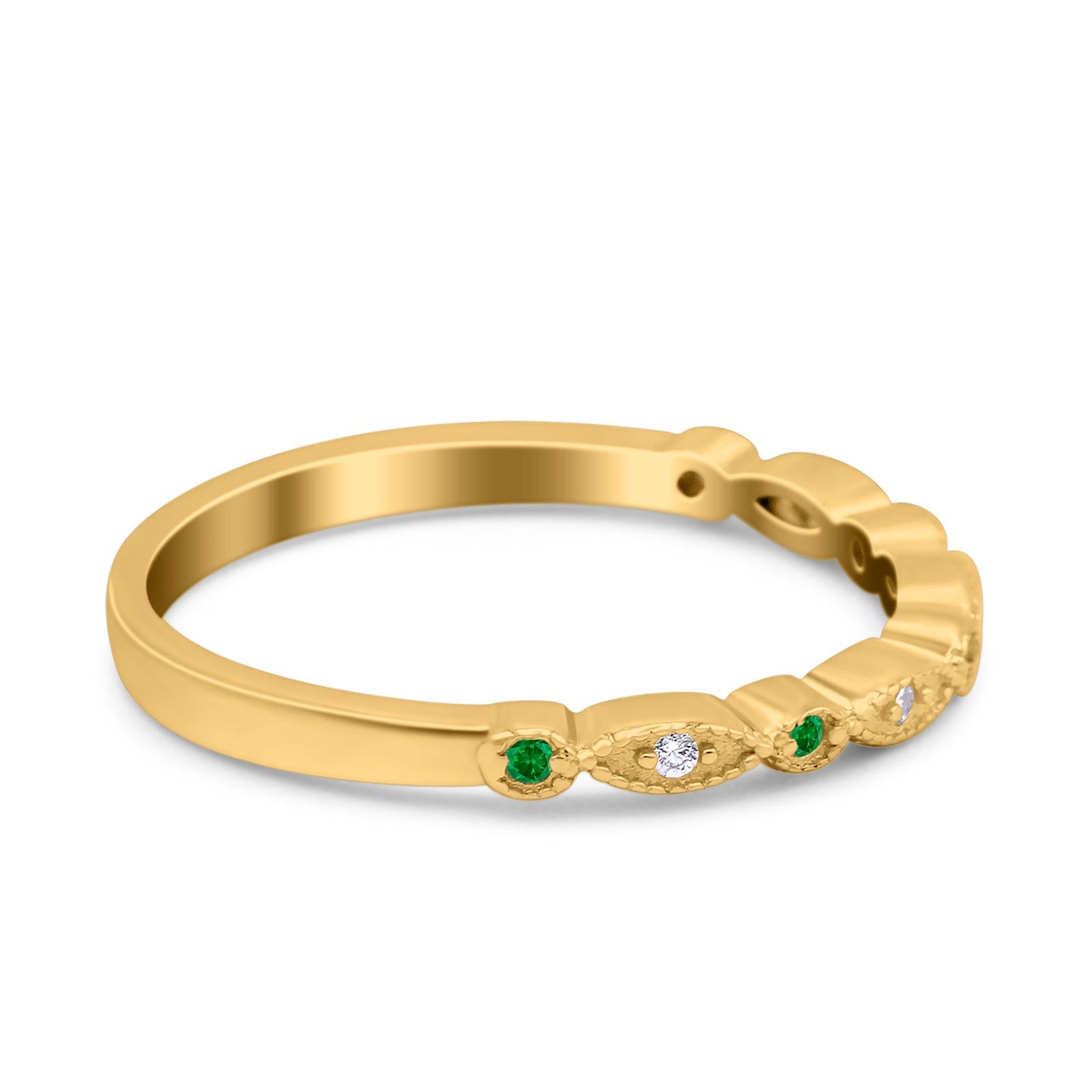 Half Eternity Wedding Band Ring Marquise Round Simulated Cubic Zirconia 925 Sterling Silver