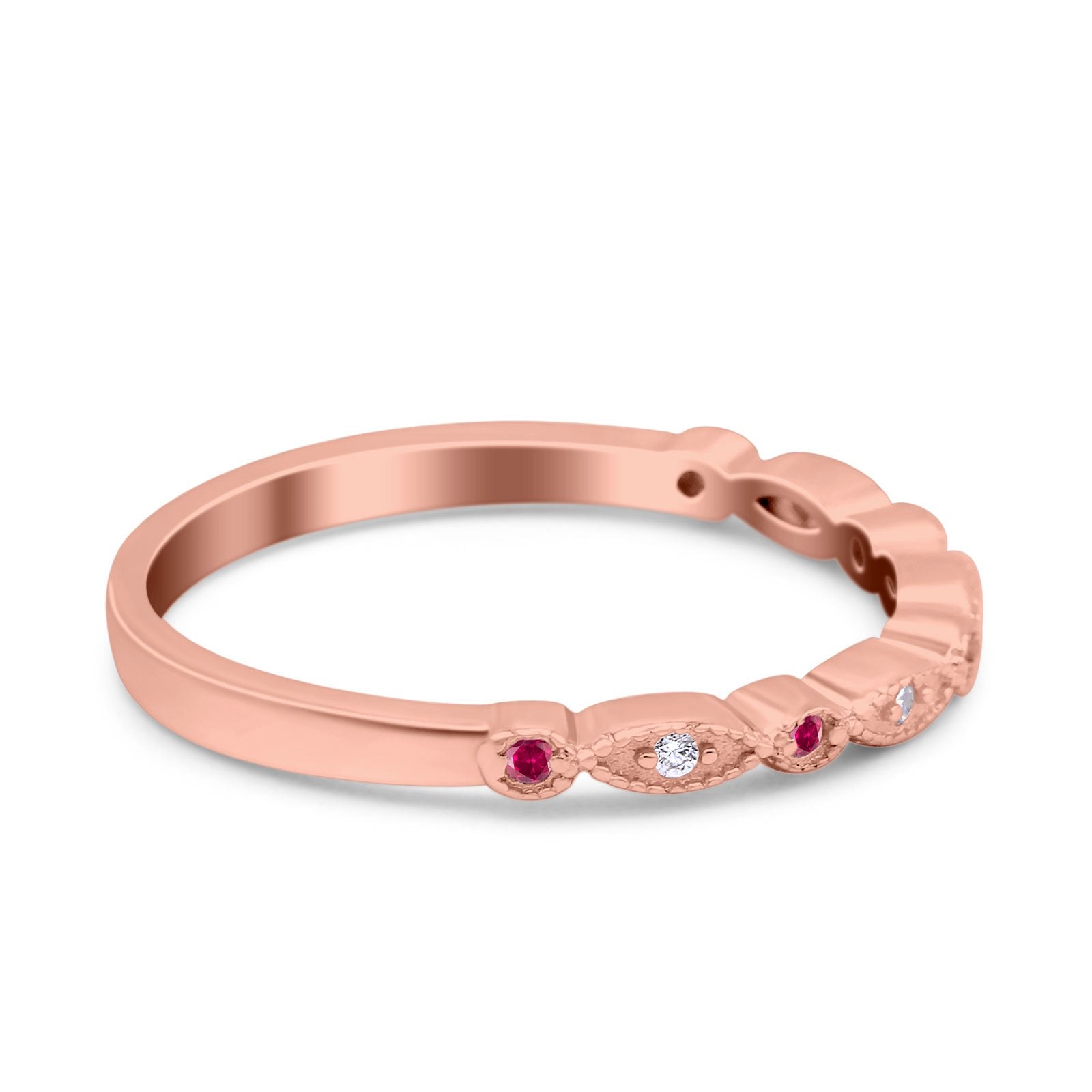 Half Eternity Wedding Band Ring Marquise Round Simulated Cubic Zirconia 925 Sterling Silver