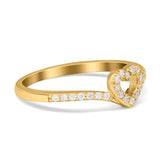 Heart Promise V Chevron Midi Thumb Eternity Ring Simulated CZ 925 Sterling Silver