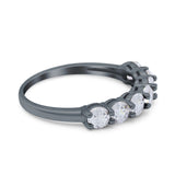 Art Deco Half Eternity Wedding Ring Simulated Cubic Zirconia 925 Sterling Silver