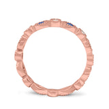 Curved Marquise Art Dec Full Eternity Stackable Band Simulated Blue Sapphire & Cubic Zirconia 925 Sterling Silver