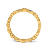 Curved Marquise Art Dec Full Eternity Stackable Band Simulated Blue Sapphire & Cubic Zirconia 925 Sterling Silver