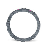 Curved Marquise Art Dec Full Eternity Stackable Band Simulated Ruby  & Cubic Zirconia 925 Sterling Silver