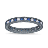 Art Deco Full Eternity Stackable Wedding Ring Simulated CZ 925 Sterling Silver
