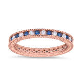 Art Deco Full Eternity Stackable Wedding Ring Simulated CZ 925 Sterling Silver